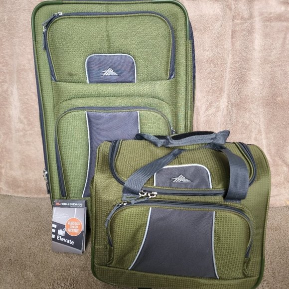 High Sierra Green & Black Luggage - 15" Carry-on & 28" Suitcase - Picture 1 of 11